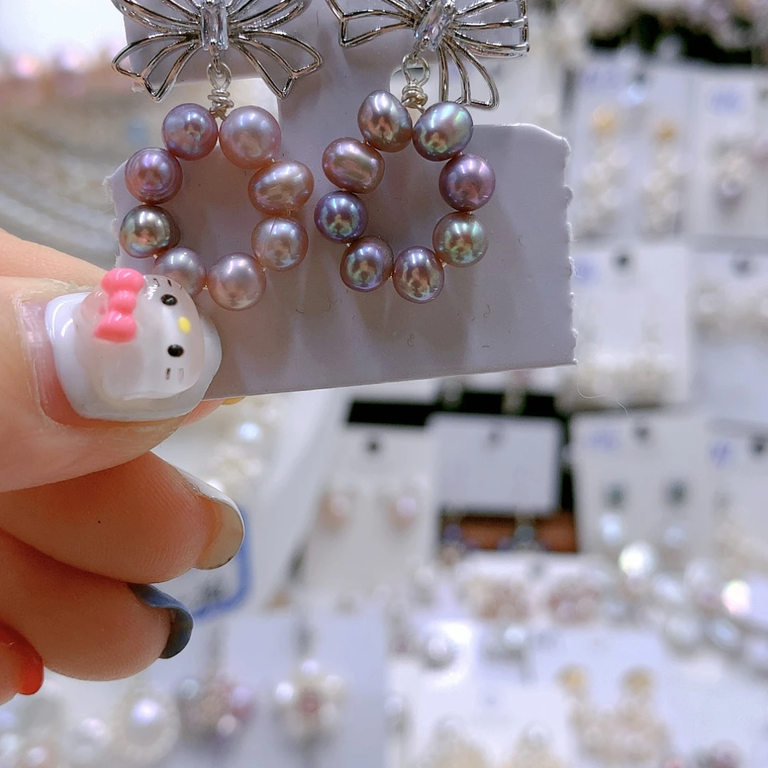 银S925镶嵌耳饰淡水珍珠