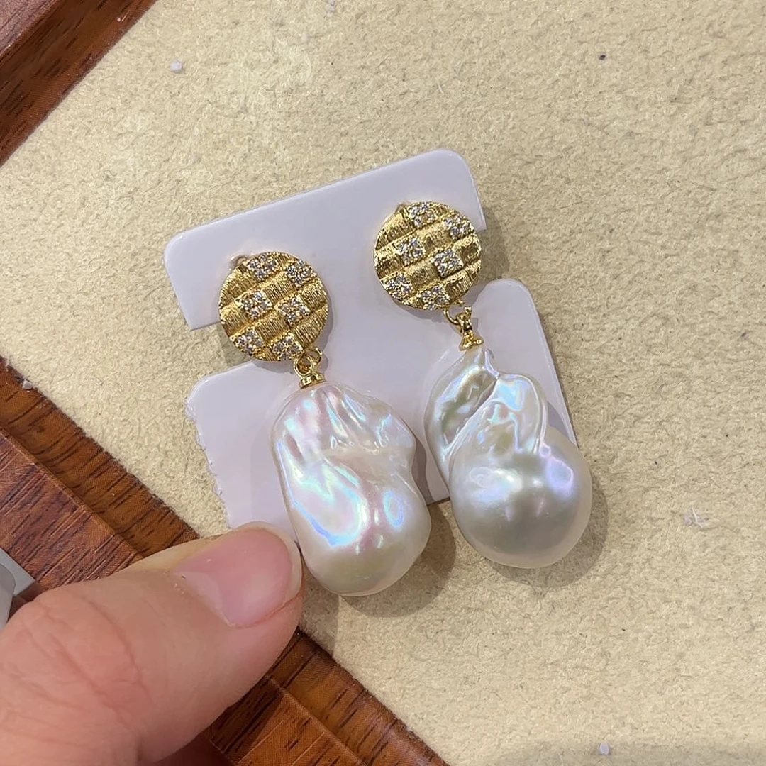 合金淡水珍珠耳饰