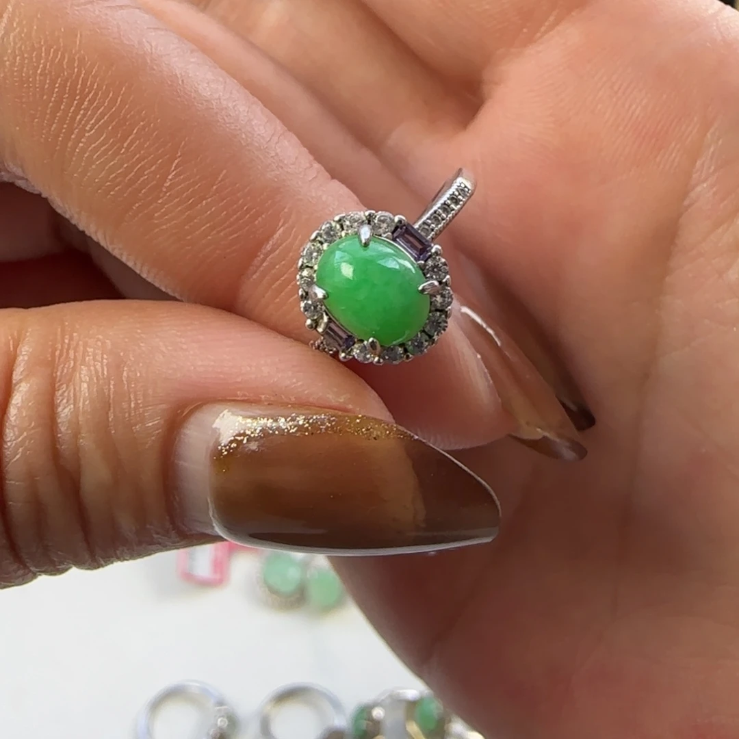 翡翠银S925镶嵌戒指