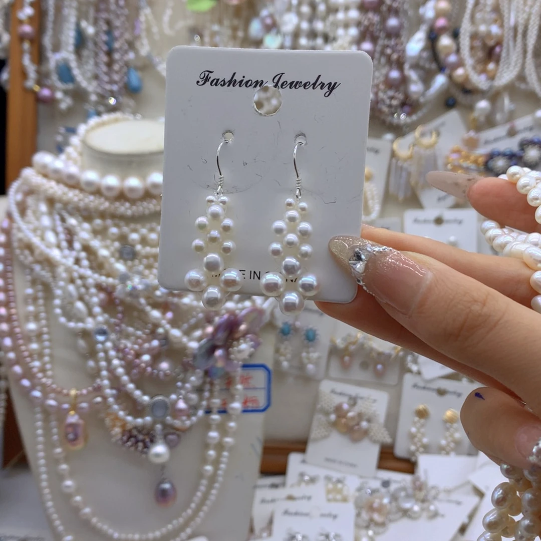 银S925镶嵌淡水珍珠项链耳饰