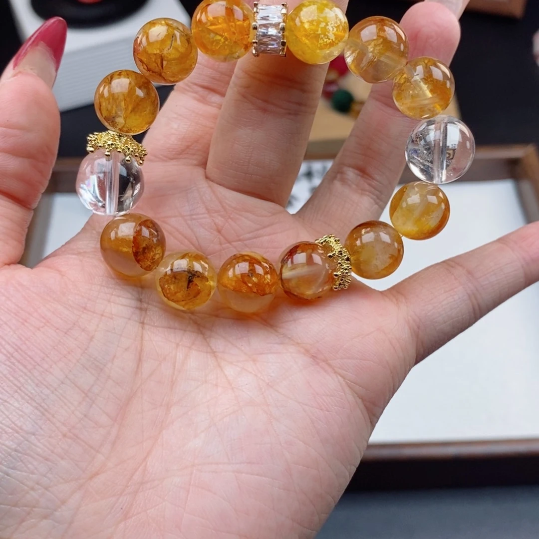 未镶嵌手链水晶黄胶花12mm