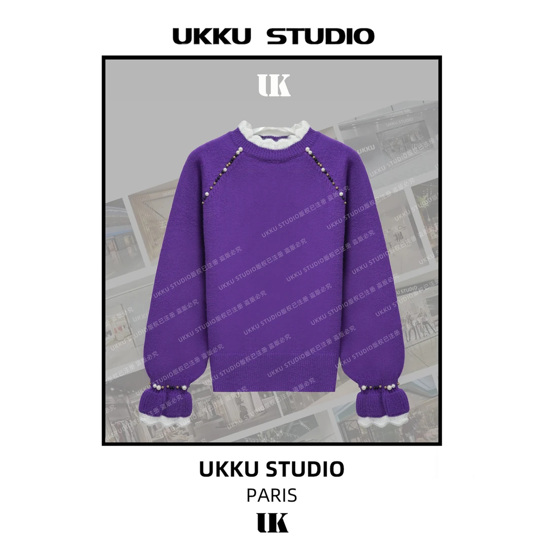 小尧【UKKUSKUDIO】小众高级法式高级感百搭套头设计感毛衣313448