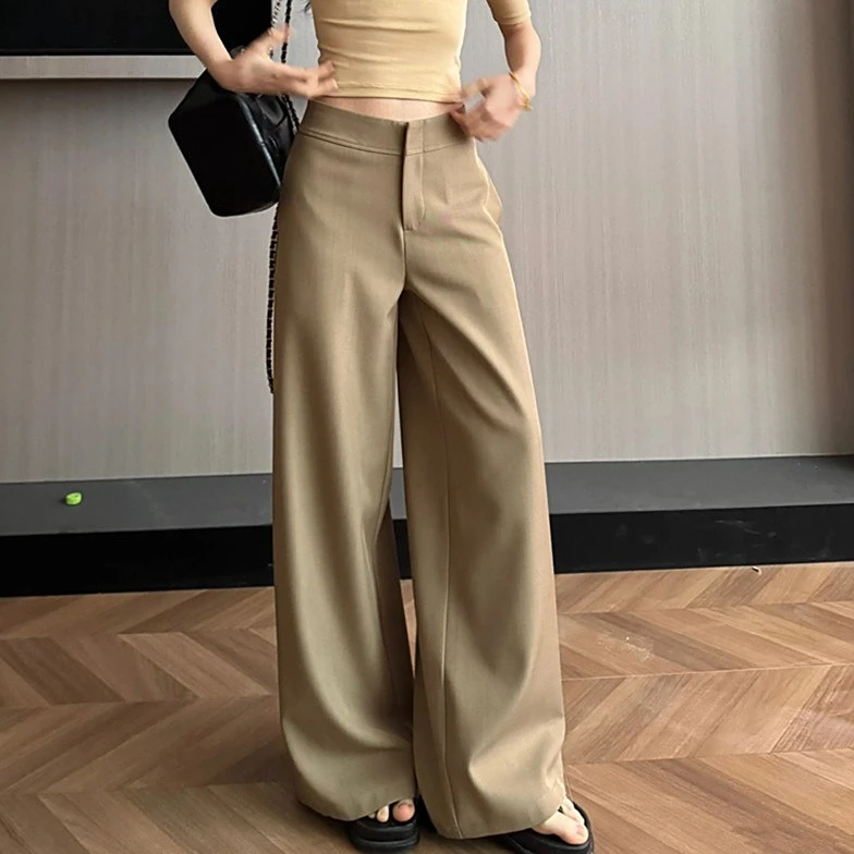 2025秋季新款流光风阔腿西装裤女高腰垂感时尚通勤小个子休闲裤