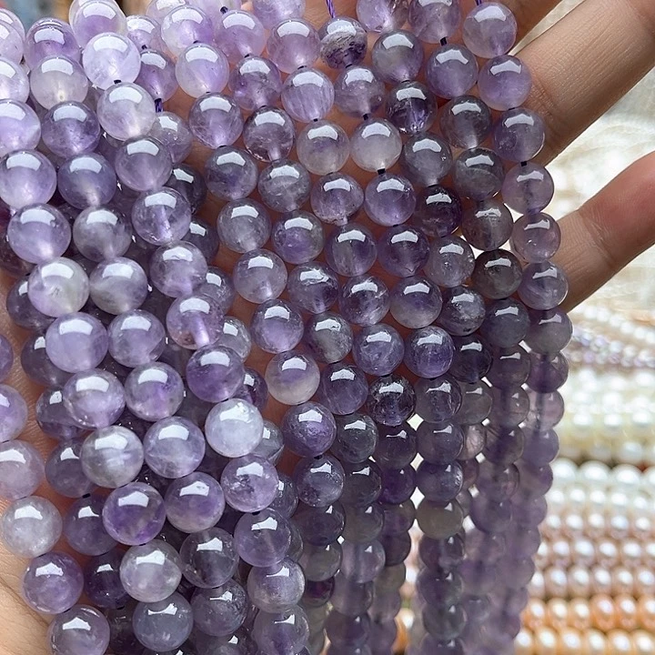 未镶嵌玛瑙/玉髓珠宝半成品一条8mm左右梦幻紫晶