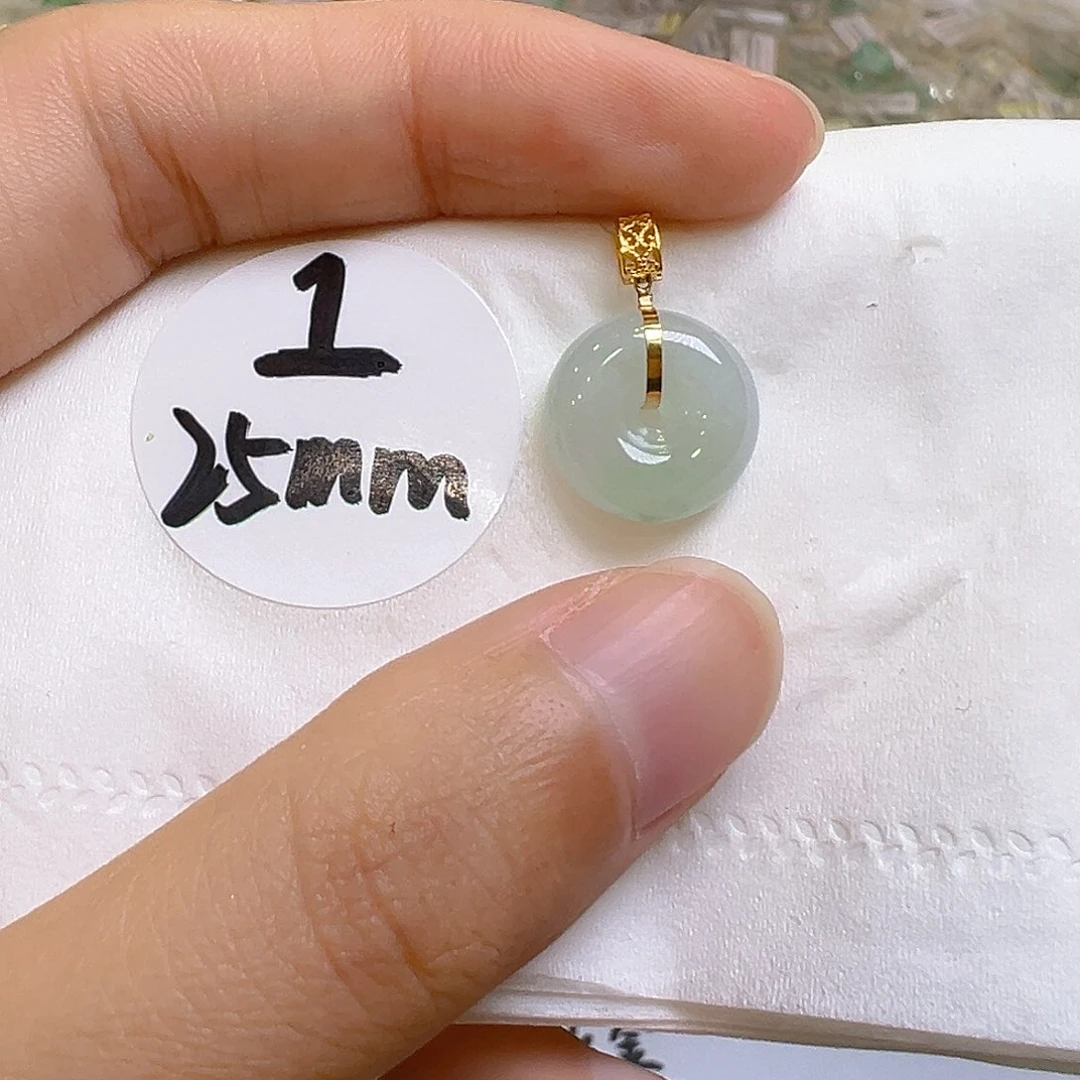 翡翠18K金镶嵌吊坠(不含链)翡翠