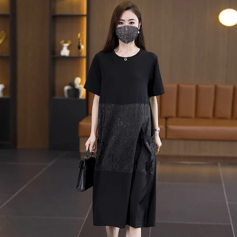 【女神新衣】2025夏装新款洋气韩版胖MM裙遮肉时尚连衣裙宽松显瘦