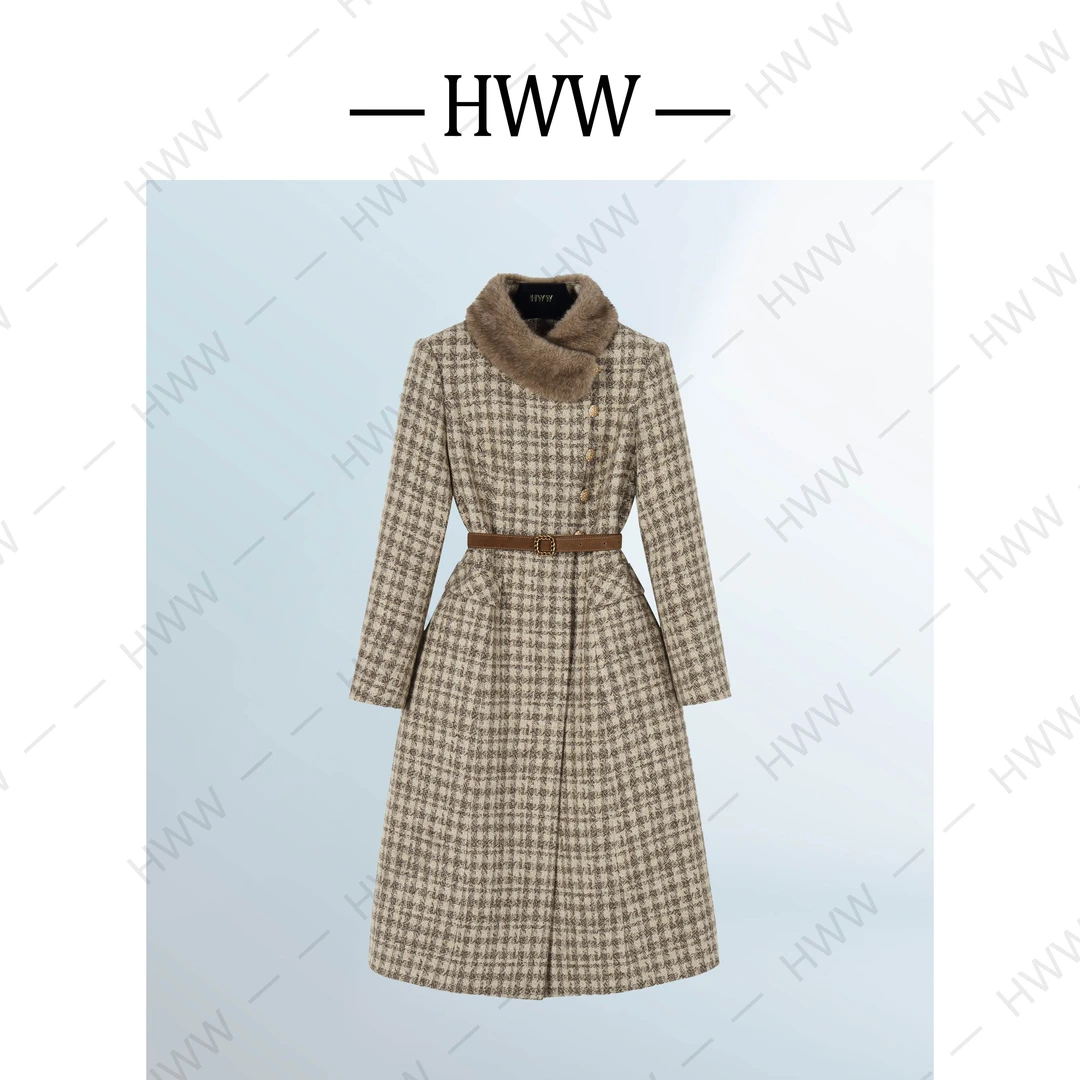 90白鹅绒含羊毛(袖子也加绒)时尚气质收腰鹅绒服DHZFF407793