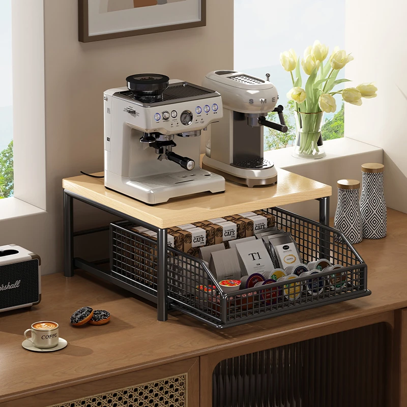 咖啡机置物架办公室台面大容量咖啡胶囊茶包储物架桌面牛奶餐边柜