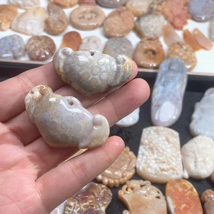 硅化珊瑚（珊瑚玉）未镶嵌颈饰