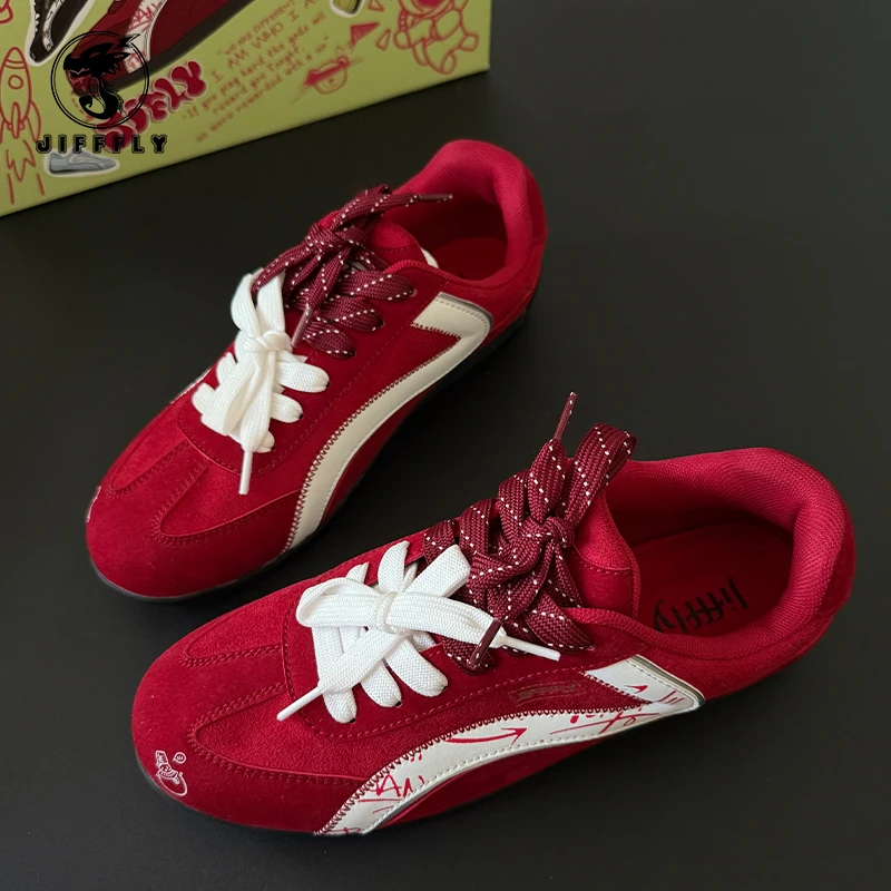 Jifffly2025新款赛车鞋可爱风休闲涂鸦时尚休闲鞋印花潮流德训鞋