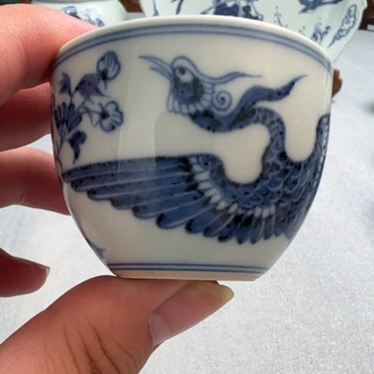 明续幽蓝，凤纹缸杯