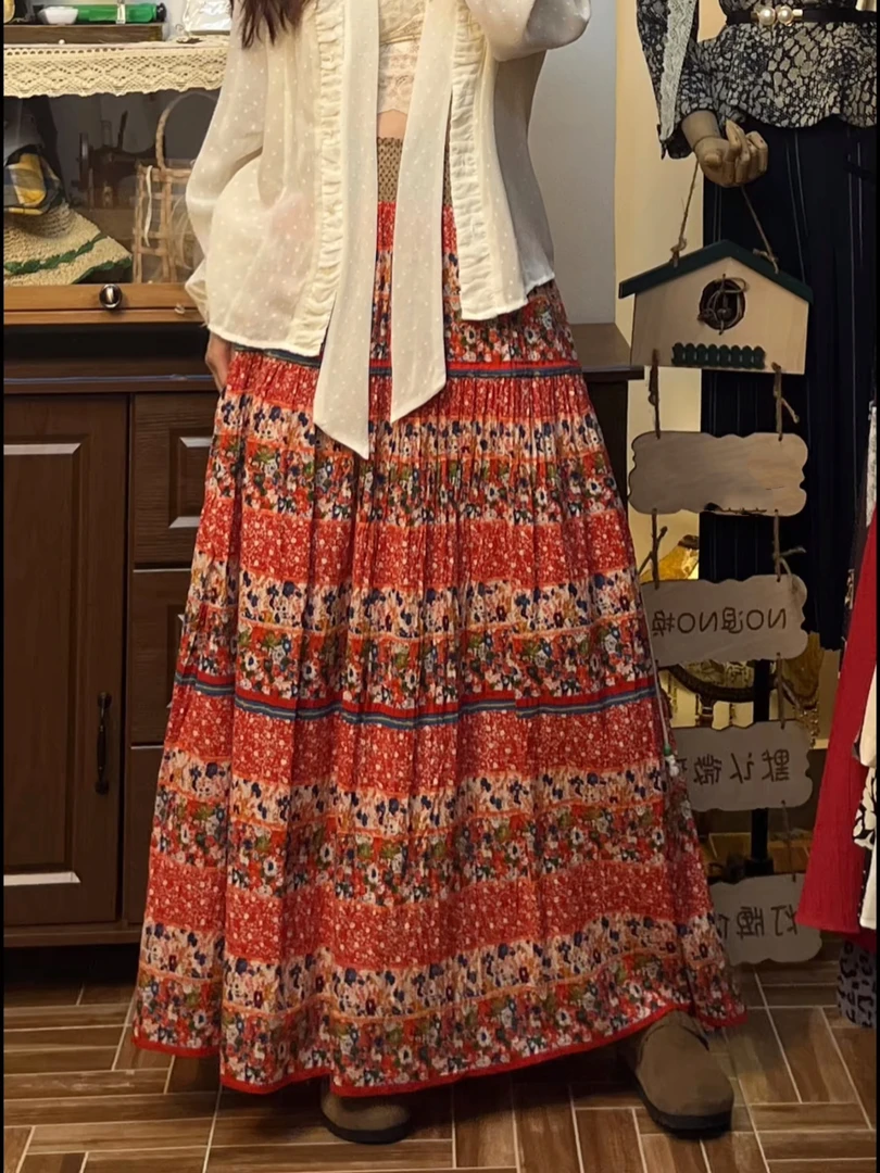 59~89【奈拉Vintage】古着日制孤品港风花柄复古半裙女款