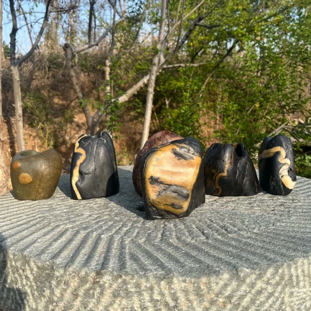 汉江石花器花盆私拍无货石头鹅卵石花瓶石盆水培器摆件客厅插花