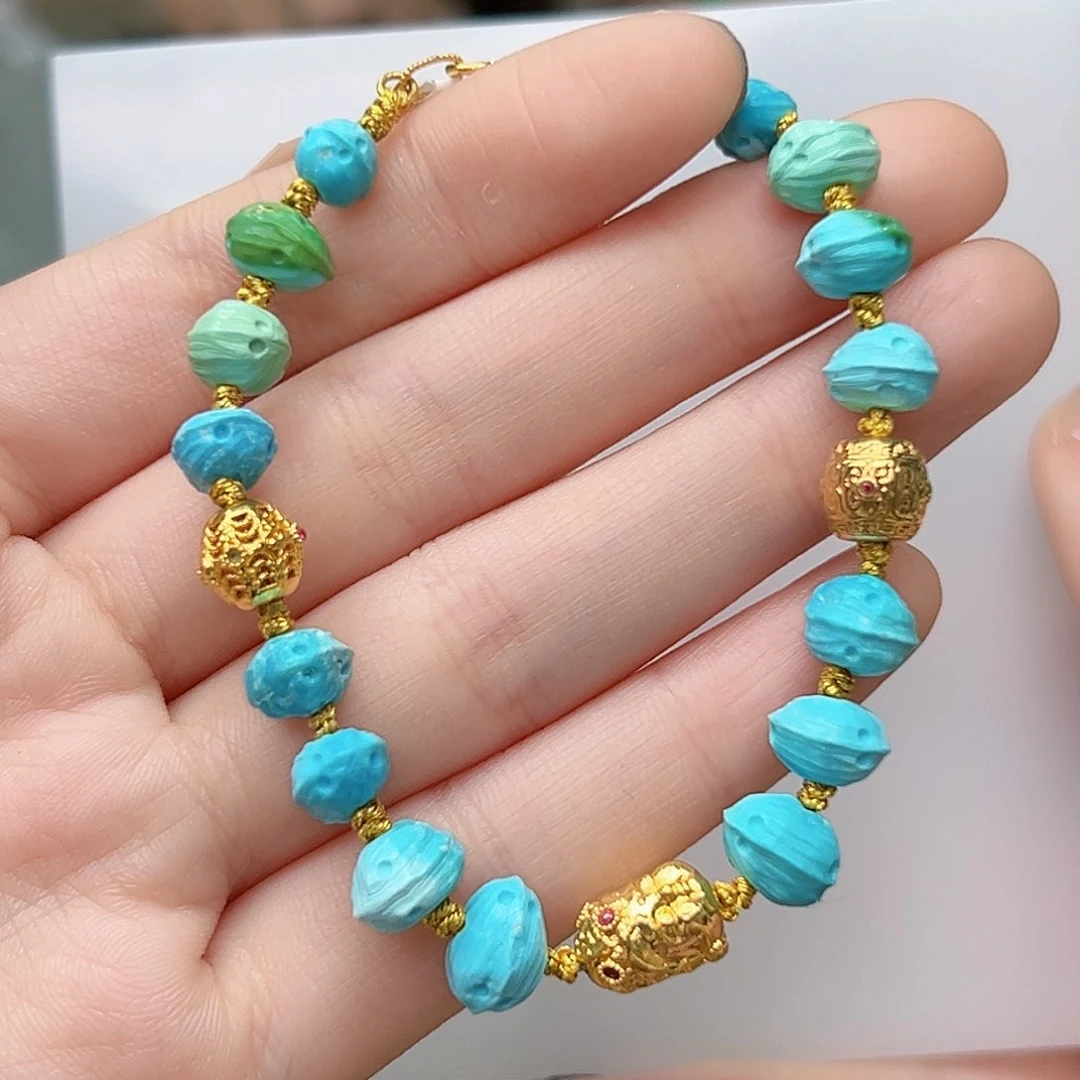 绿松石珠宝奇石18K金镶嵌