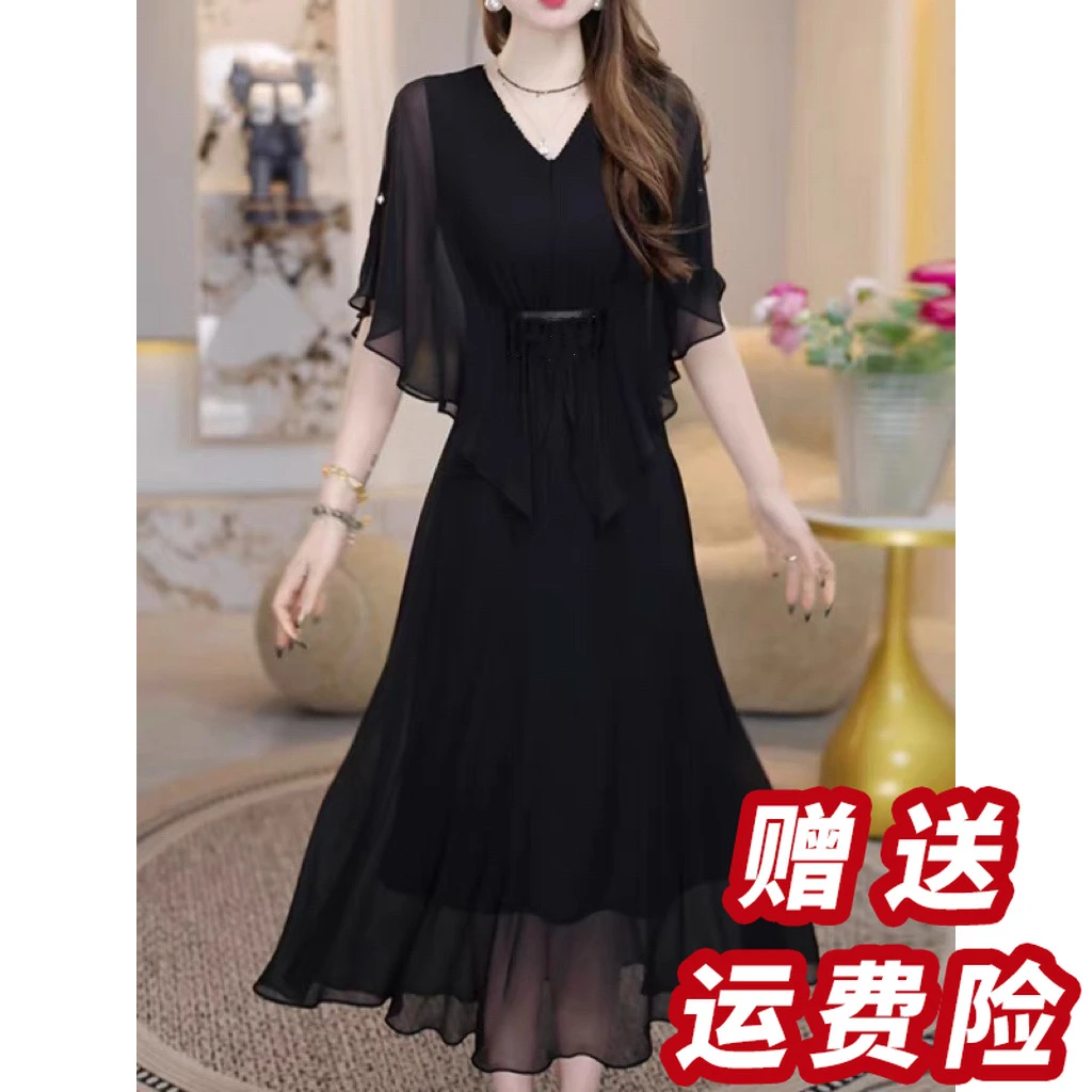 2025季穿搭范高级感重要场合小香风黑色连衣裙D5090