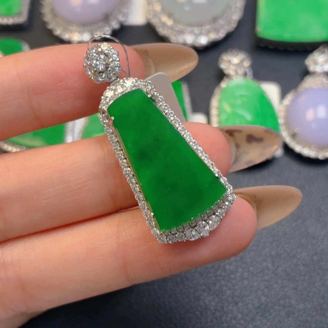 翡翠银S925镶嵌吊坠(不含链)