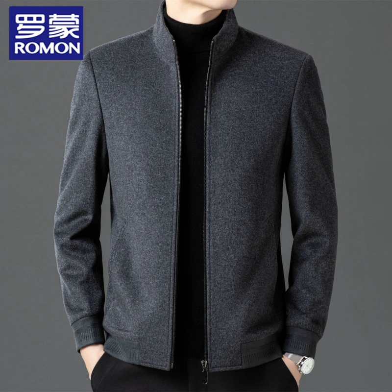 【100%羊毛】罗蒙男士翻领纯羊毛行政夹克商务休闲保暖轻奢百搭外套