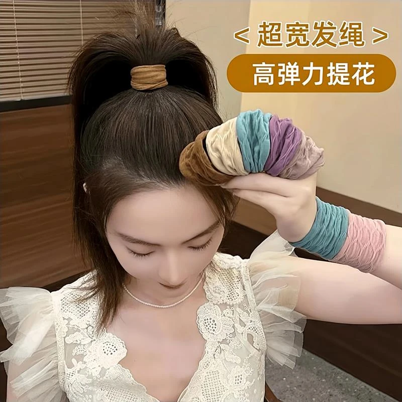 夏季新款超宽无缝面膜肌高马尾发圈女款2024新款扎发绳不伤发头绳