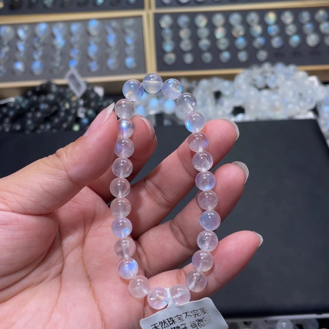 手链未镶嵌长石小*女蓝月光手链7m