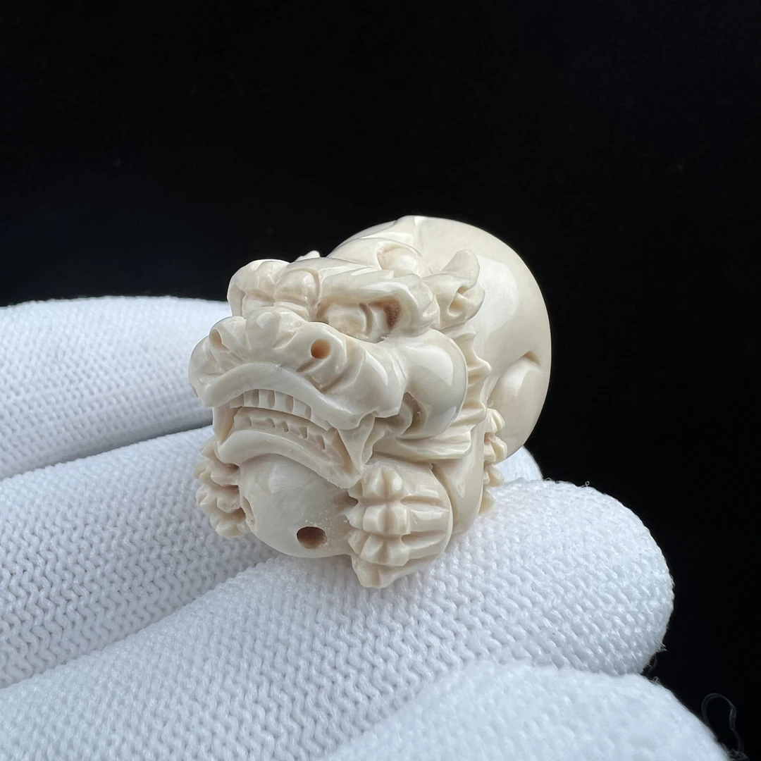 H4570 天然猛犸牙雕刻貔貅22*34*20mm 支持鉴定 假一罚四