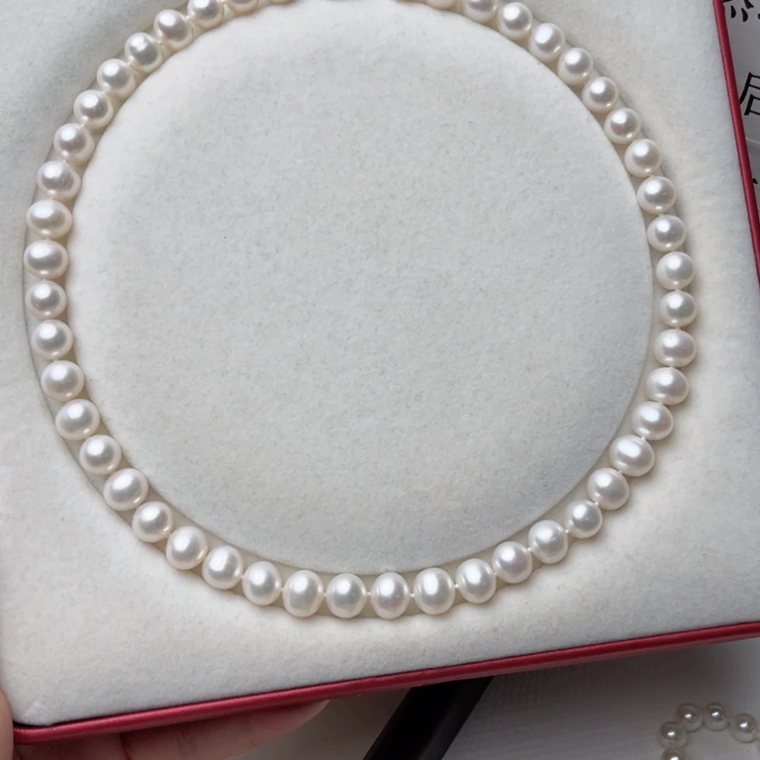 银S925镶嵌淡水珍珠颈饰9-10mm