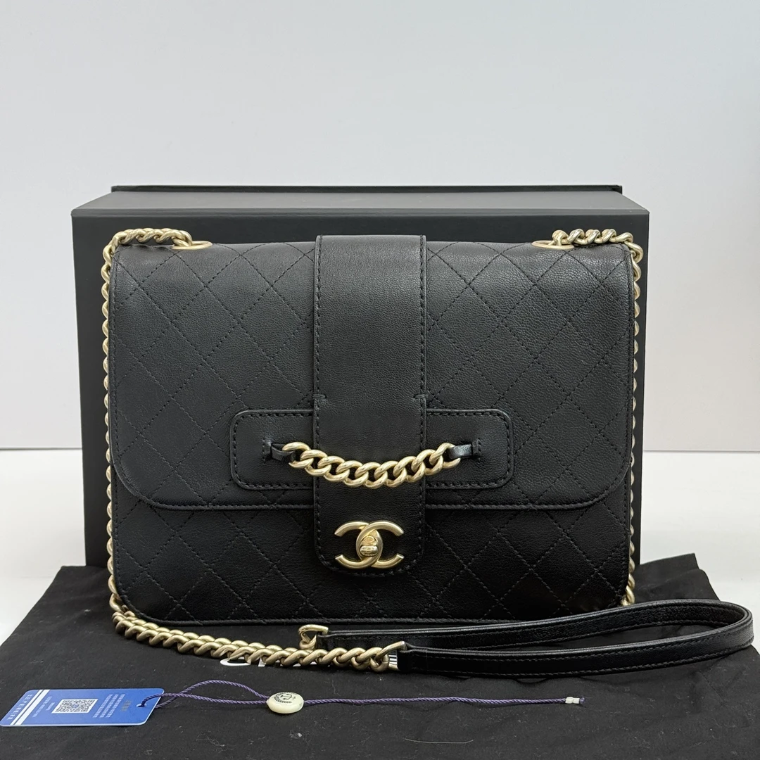 95新 Chanel/香奈儿 黑金孟买小号链条包 01009