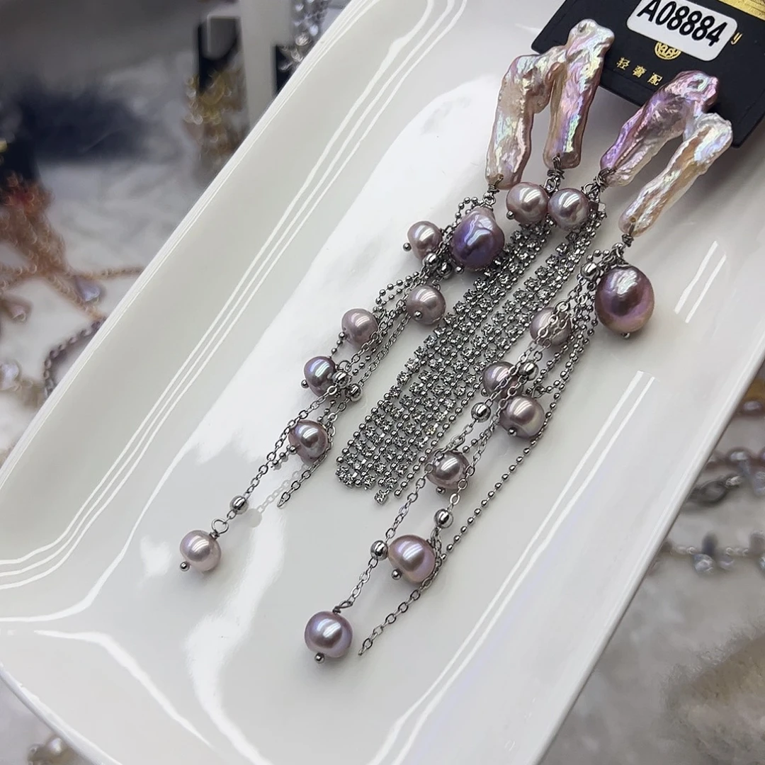 银S925镶嵌淡水珍珠耳饰