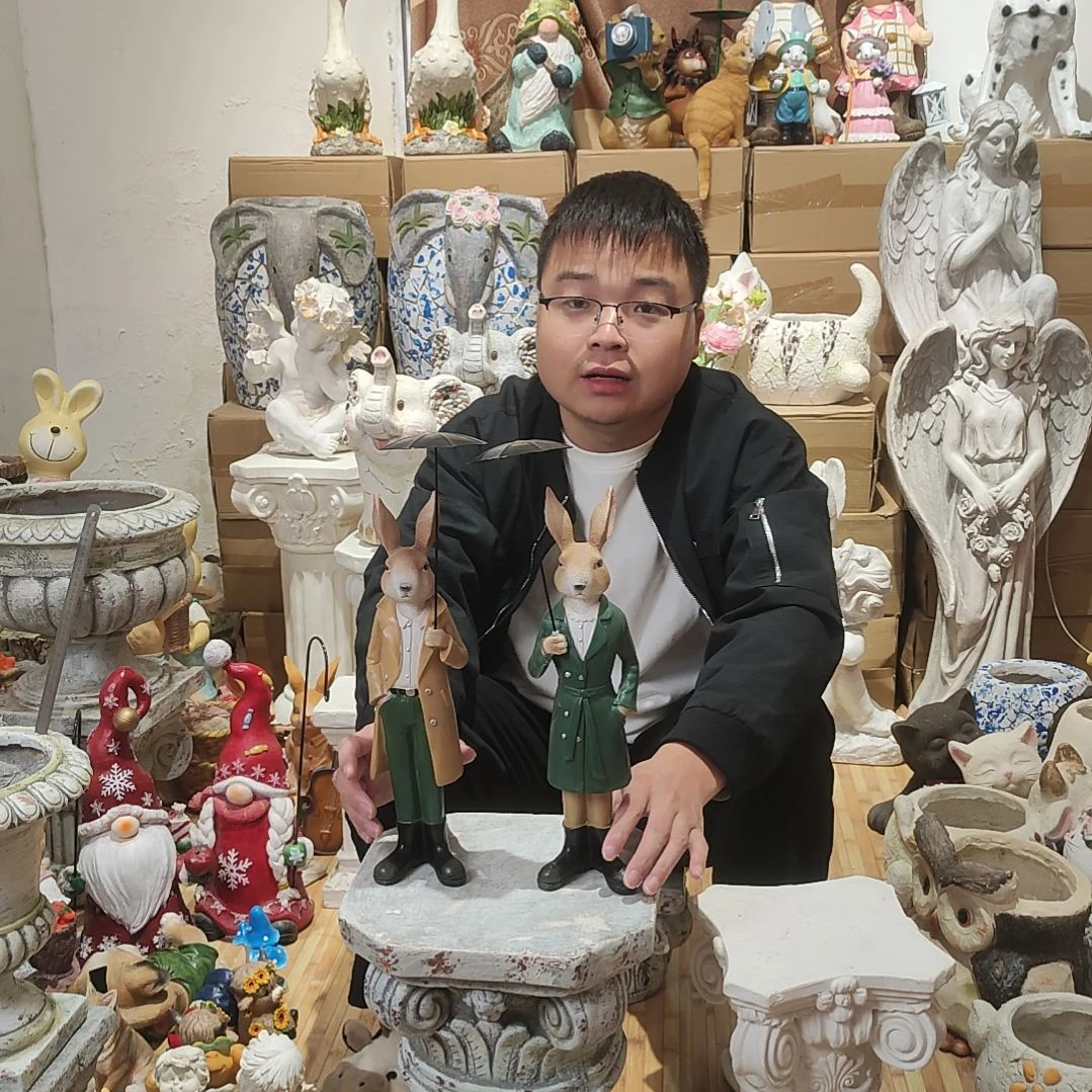 合成树脂情侣打伞兔一对