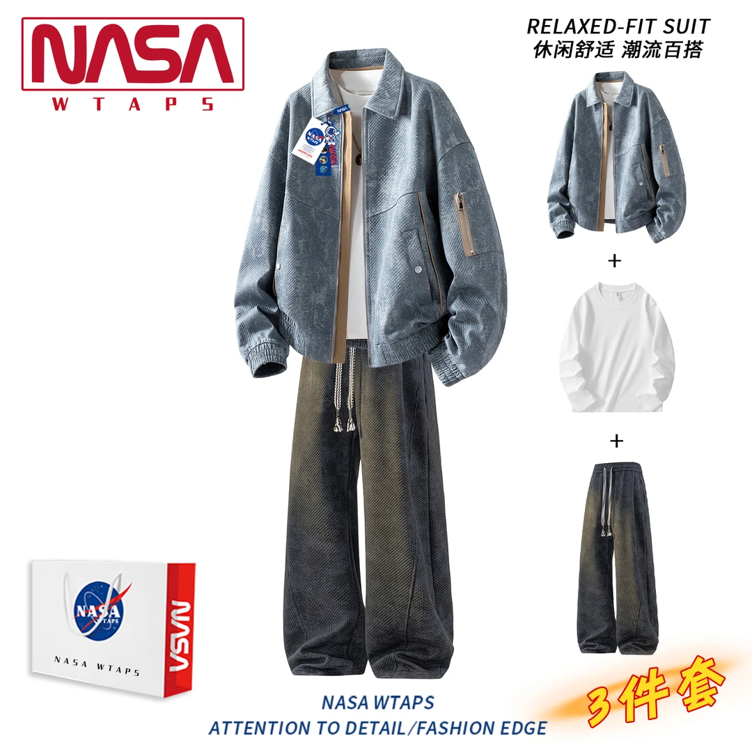 NASA WTAPS美式扎染夹克套装男款潮牌痞帅男装一整网红高级感外套
