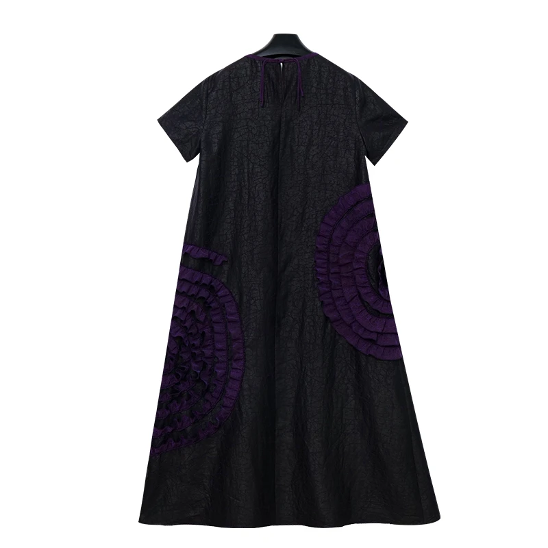 SUOER/娑尔娑尔紫龟手工花桑蚕丝连衣裙提花时尚印花SG2LV01481