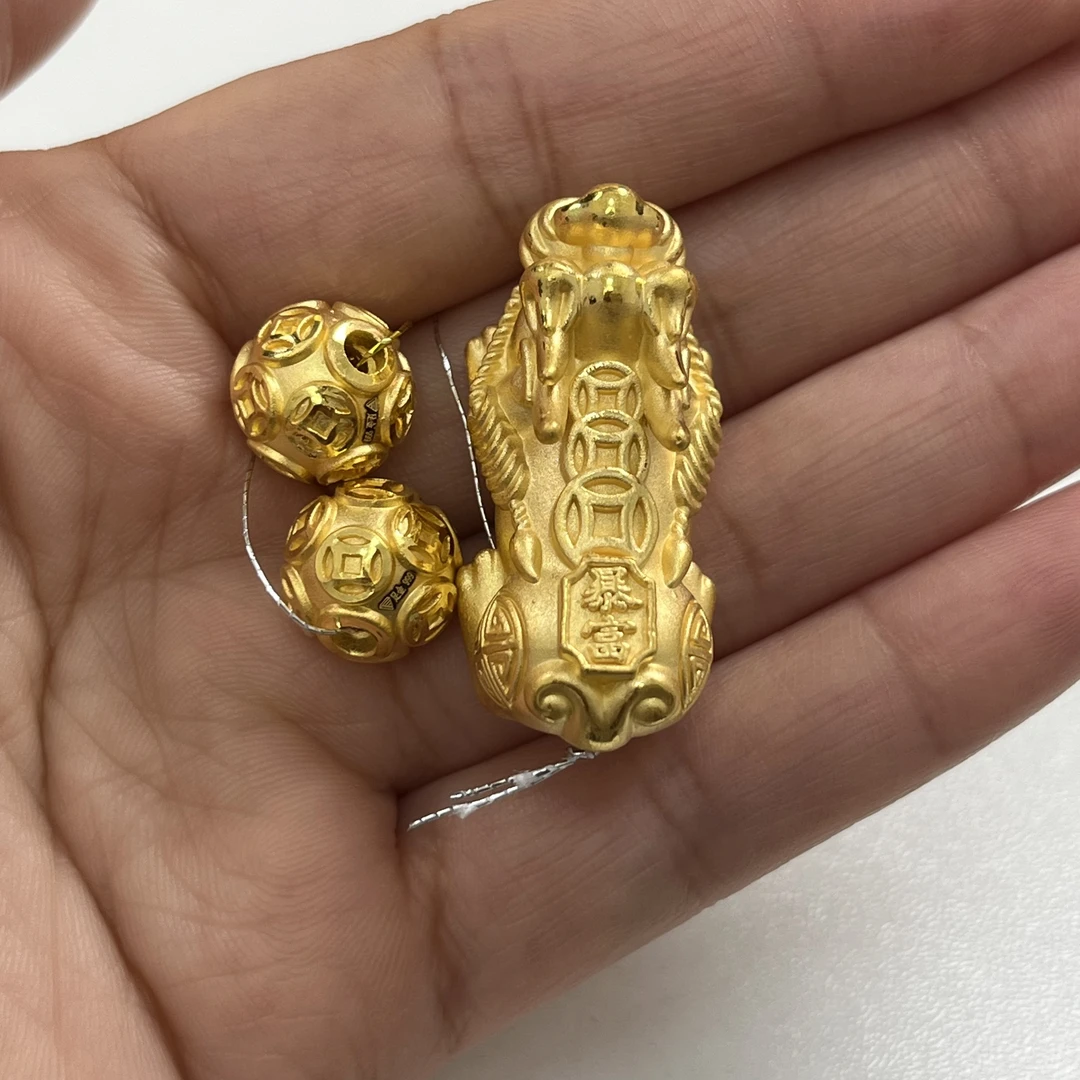 足金钱币暴富貔貅手串