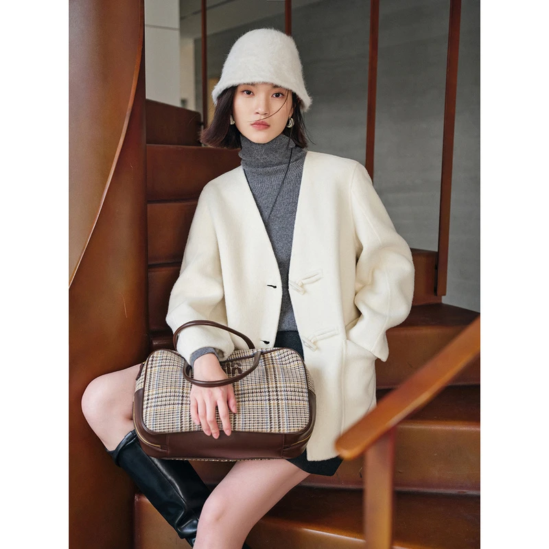 【尚雅专属】MOFAN摩凡冬新款米白毛呢外套MAS482226