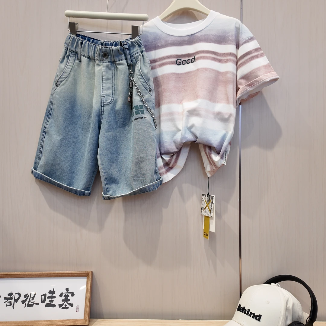 【小哥穿搭】欧若风男童五分牛仔裤新款个性帅气儿童潮流中裤55699