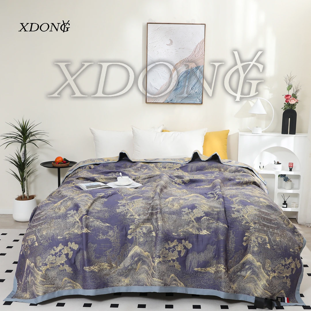 XDONGY（冬云家纺）230*250高奢金离子 山野听雨 紫色 四季毯床盖