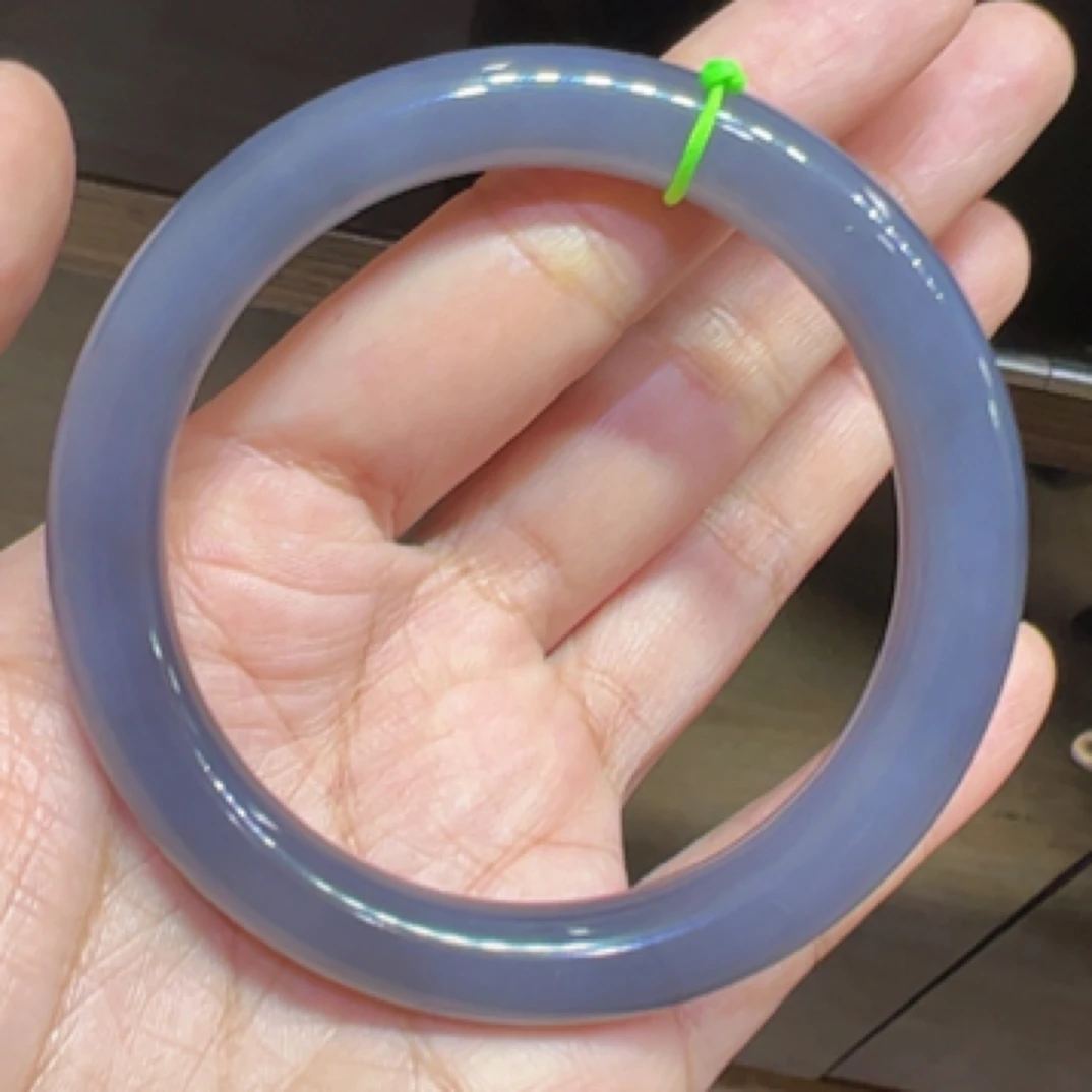 和田玉 紫罗兰 帝王紫 圆条手镯女士干净