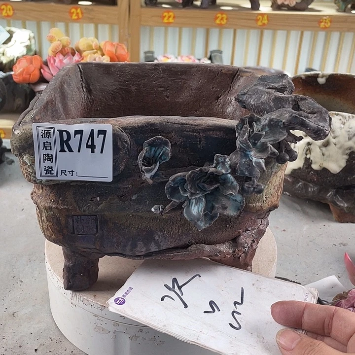 紫砂花盆景德镇陶瓷花盆747