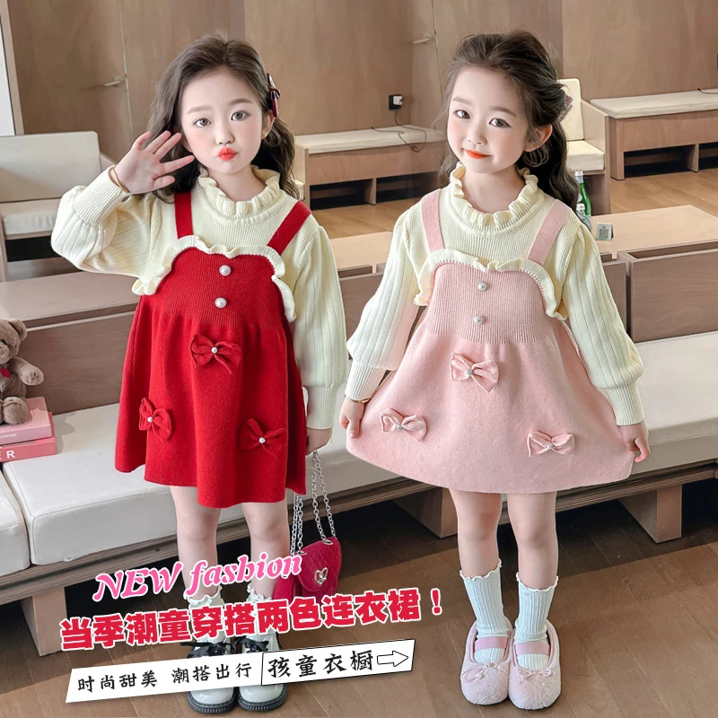 女童公主裙秋冬新款3-6岁宝宝小女孩裙子女宝儿童连衣裙毛衣裙子
