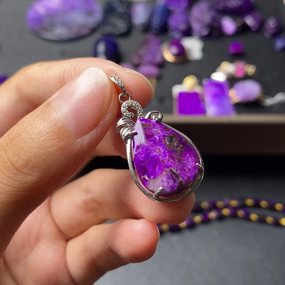 银S925镶嵌苏纪石（舒俱来）吊坠