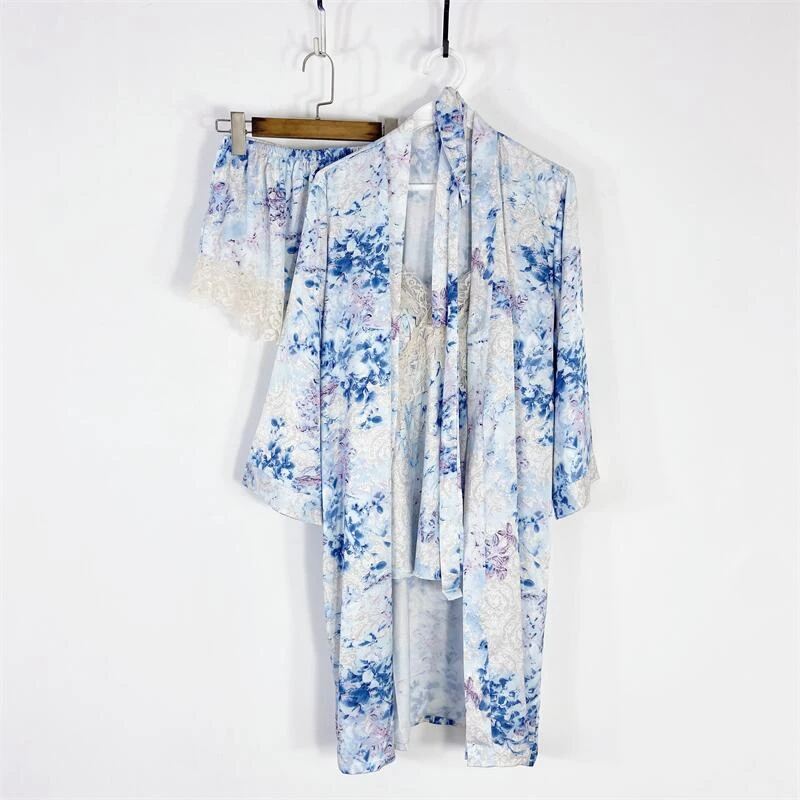 【77衣橱】ET4288三件套带杯垫睡衣家居服套装