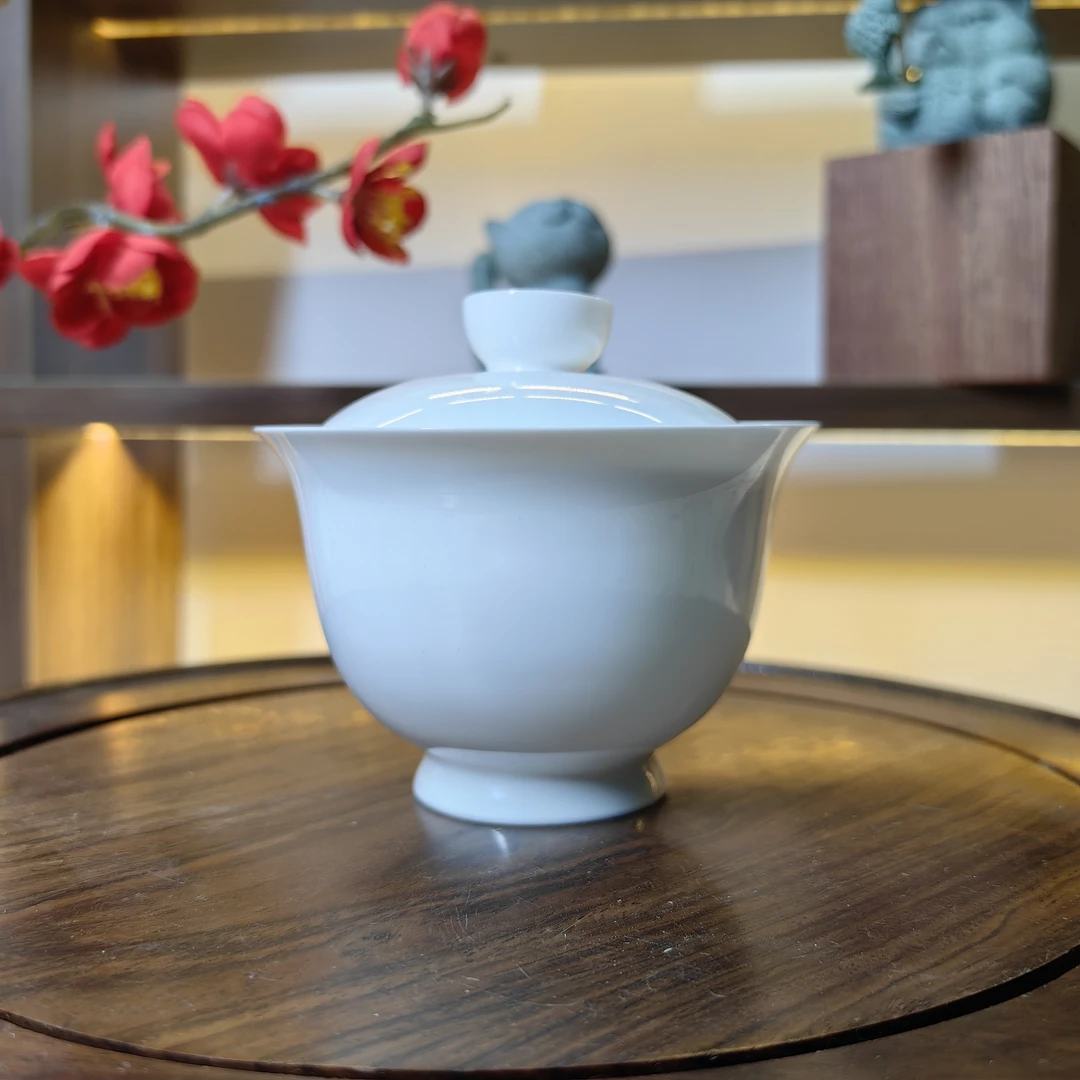 高骨瓷超薄不烫手二才元宝盖碗  骨瓷修脚杯高档茶具