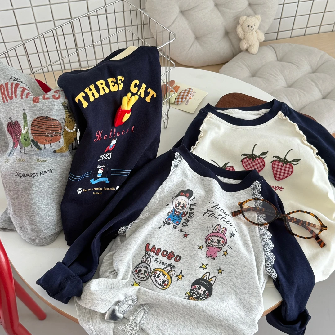【百搭卷王T】2025女童新款时尚潮流印花T卡通儿童秋装上衣HS63249
