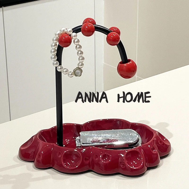 ANNA创意玄关桌面收纳盘新中式陶瓷钥匙首饰挂架香水托盘杂物盒