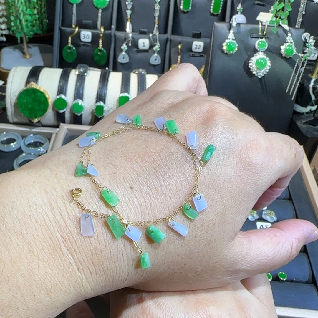 翡翠18K金镶嵌颈饰手链