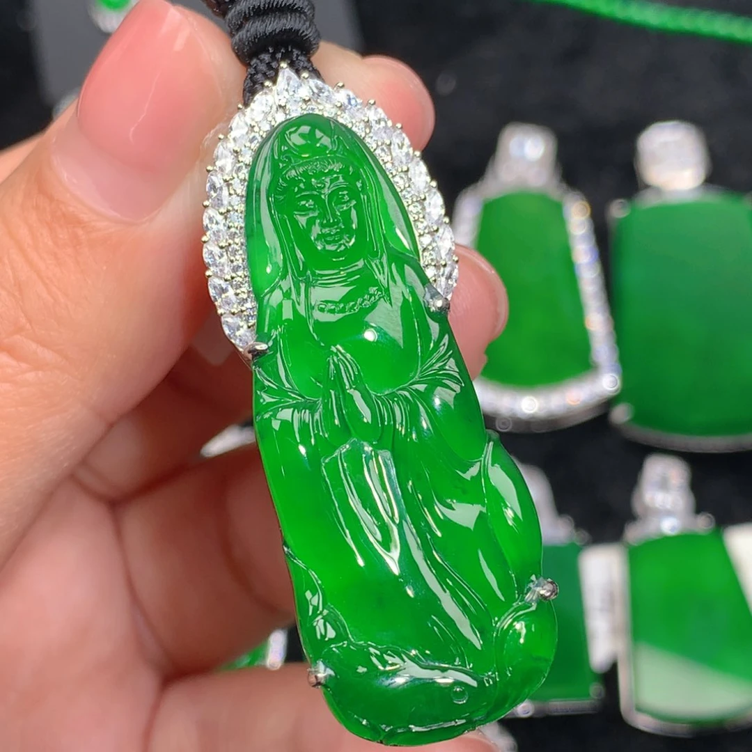 翡翠吊坠(不含链)银S925镶嵌