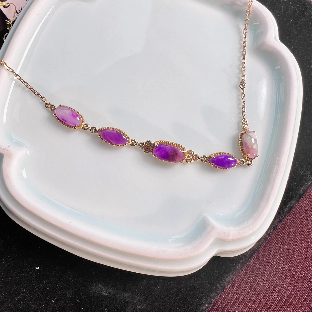 【主播推荐】18k金镶嵌舒俱来冰飘紫手链53mm-54mm/S051065