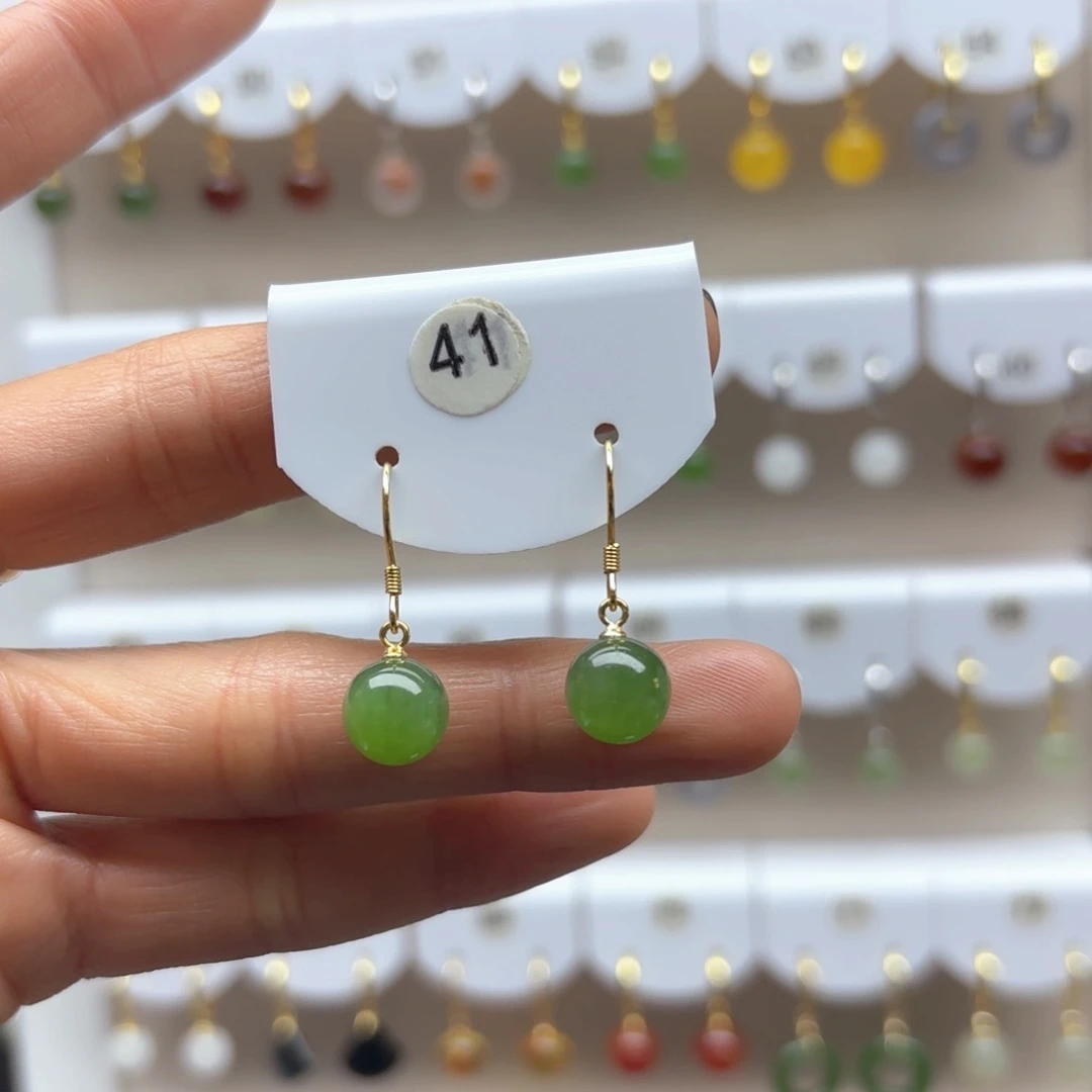 和田玉耳饰银S925镶嵌2