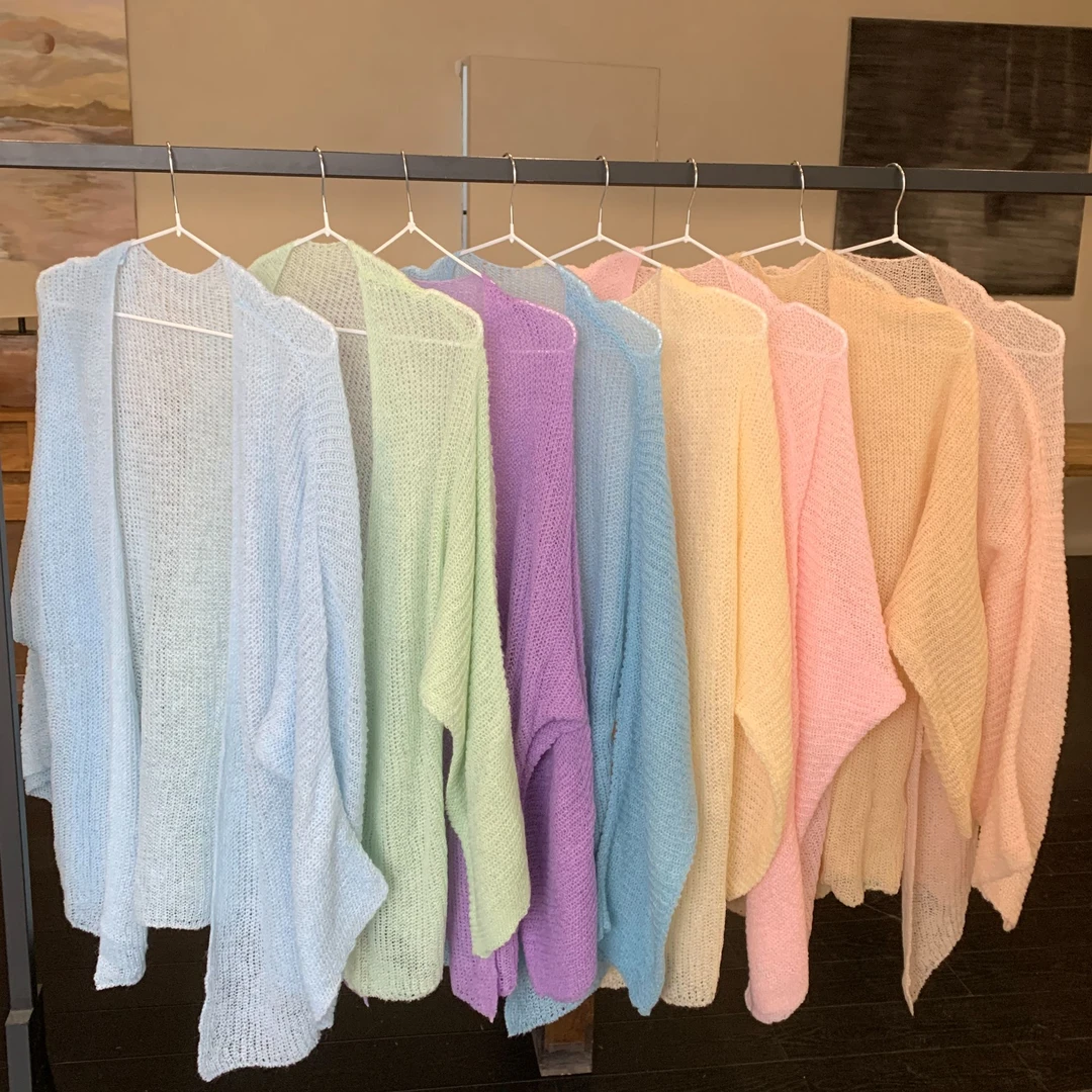 温柔风针织开衫慵懒简约宽松软糯开衫女10862