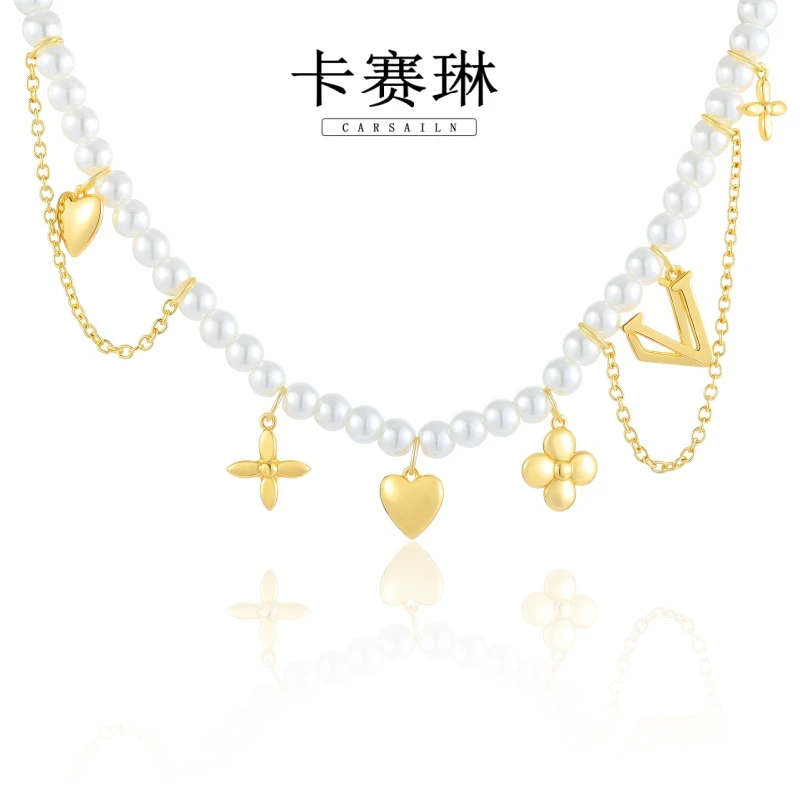 卡赛琳carsailn/ 镀K金 时尚百搭星星V型项链 4454