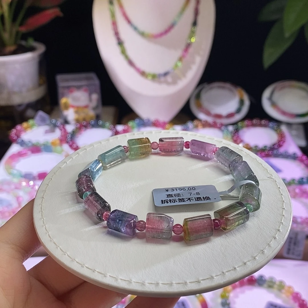 未镶嵌手链碧玺西瓜方糖