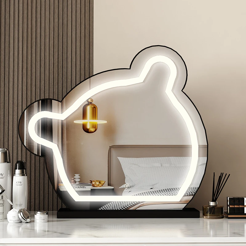 网红云朵带补光美妆镜子ins风台式led灯化妆品桌面旋转梳妆镜